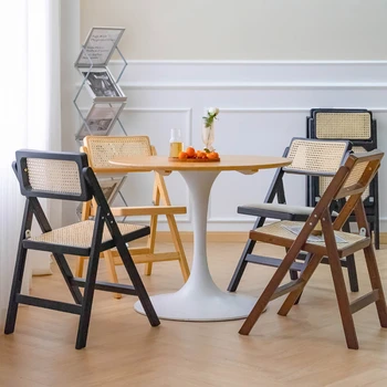 Скандинавские стулья для кухни, Плетеный из ротанга Ресторанный стул, компьютерный стул с полой спинкой, Универсальная практичная современная мебель