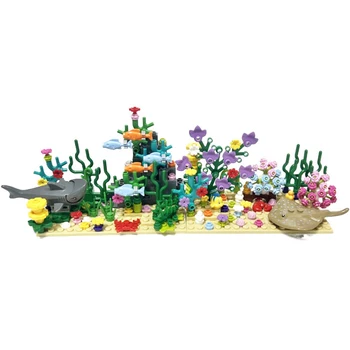 Совместим с LEGO MOC City Aquarium, подводным миром, растительными сценами, просмотром акул, рыб-дьяволов, строительными блоками, игрушками, кирпичами