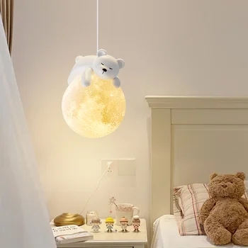 Современная минималистичная люстра Little Bear, светодиодные подвесные светильники, прикроватная тумбочка для спальни, детская комната, украшение дома, подвесной светильник