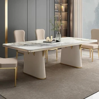 Современные минималистичные обеденные сервизы из нержавеющей стали, инновационная белая домашняя мебель, прямоугольный стол длиной 2 м, кухонные гарнитуры Hogar