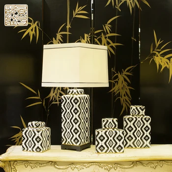 Современный простой стиль, керамическая настольная лампа для отеля craft outlet, прикроватная фарфоровая настольная лампа с деревянным основанием