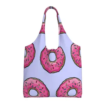 Сумки для покупок с розовыми пончиками, многоразовые продуктовые складные сумки, которые можно стирать для мужчин, женщин, на рынок, обед, в путешествия