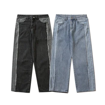 Уличная одежда, мужские джинсы, Осенняя новинка, мужская одежда, джинсовые брюки в стиле хип-хоп, Harajuku, лоскутные брюки для пар, джинсы