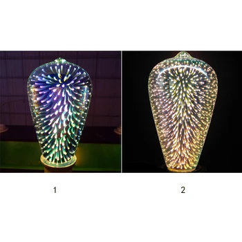 Фейерверк Светодиодная лампа 3D ночник Домашний декор RFID Блокировка Звезды Рождество Винтаж E27 RGB стекло