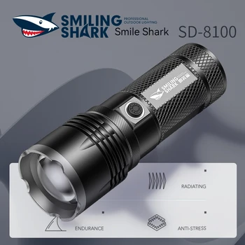 Фонарик Smiling Shark SD8100, Небольшой портативный фонарик, Масштабируемая Перезаряжаемая Водонепроницаемая вспышка для кемпинга на открытом воздухе