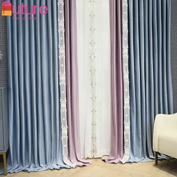 Французская бархатная девушка синефиолетовые шторы в тон свадебному залу Шторы для гостиной столовой спальни