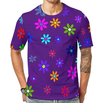 Футболка Flower Power, модные мужские футболки с цветочным рисунком, Летние футболки с рисунком, Забавные топы больших размеров с коротким рукавом, Идея подарка