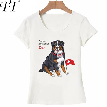 Футболка I Love My Bernese mountain dog, Летняя Милая Женская футболка, Хипстерская Крутая футболка с принтом Собаки, Женские топы, женские повседневные футболки