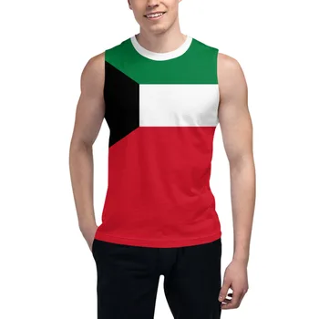Футболка без рукавов с изображением флага Кувейта, 3D мужская футболка для мальчиков, майки для тренажерного зала, джоггеры для фитнеса, баскетбольный тренировочный жилет