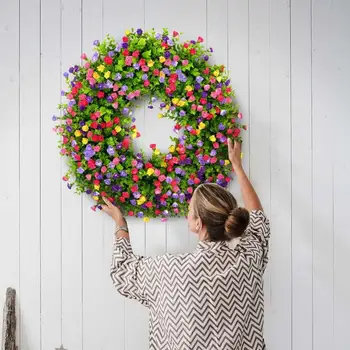 Цветочный венок, 15 красочных Весенне-летних искусственных цветочных венков Для букета у входной двери, Свадебного декора, весеннего украшения дома