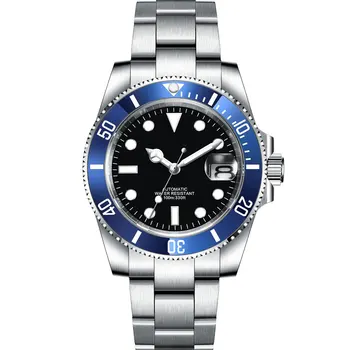 Черные роскошные мужские часы с матовым ремешком Oyster, сапфировое стекло, светло-голубой