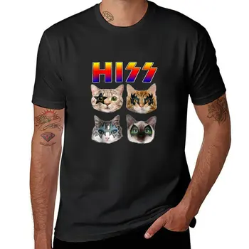 Шипящие Забавные кошки, Котята, Рок-роковая футболка, Короткая футболка, Блузка, забавная футболка, короткие футболки для мужчин