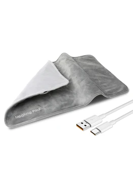 Электрическая грелка USB 5V для снятия судорог и болей в спине, Грелка с 59-дюймовым кабелем, Мини-одеяло с подогревом, 19,6 * 11,8 ДЮЙМА, Серый