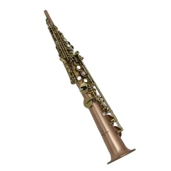 Япония S--901 Латунный прямой сопрано-саксофон-саксофон Bb Си бемоль Деревянный духовой инструмент с вырезанным рисунком ключа из натуральной оболочки