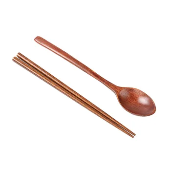 Японские деревянные многоразовые прочные палочки для еды для суши, ложка, набор столовых приборов, нескользящая дорожная посуда, набор кухонных инструментов